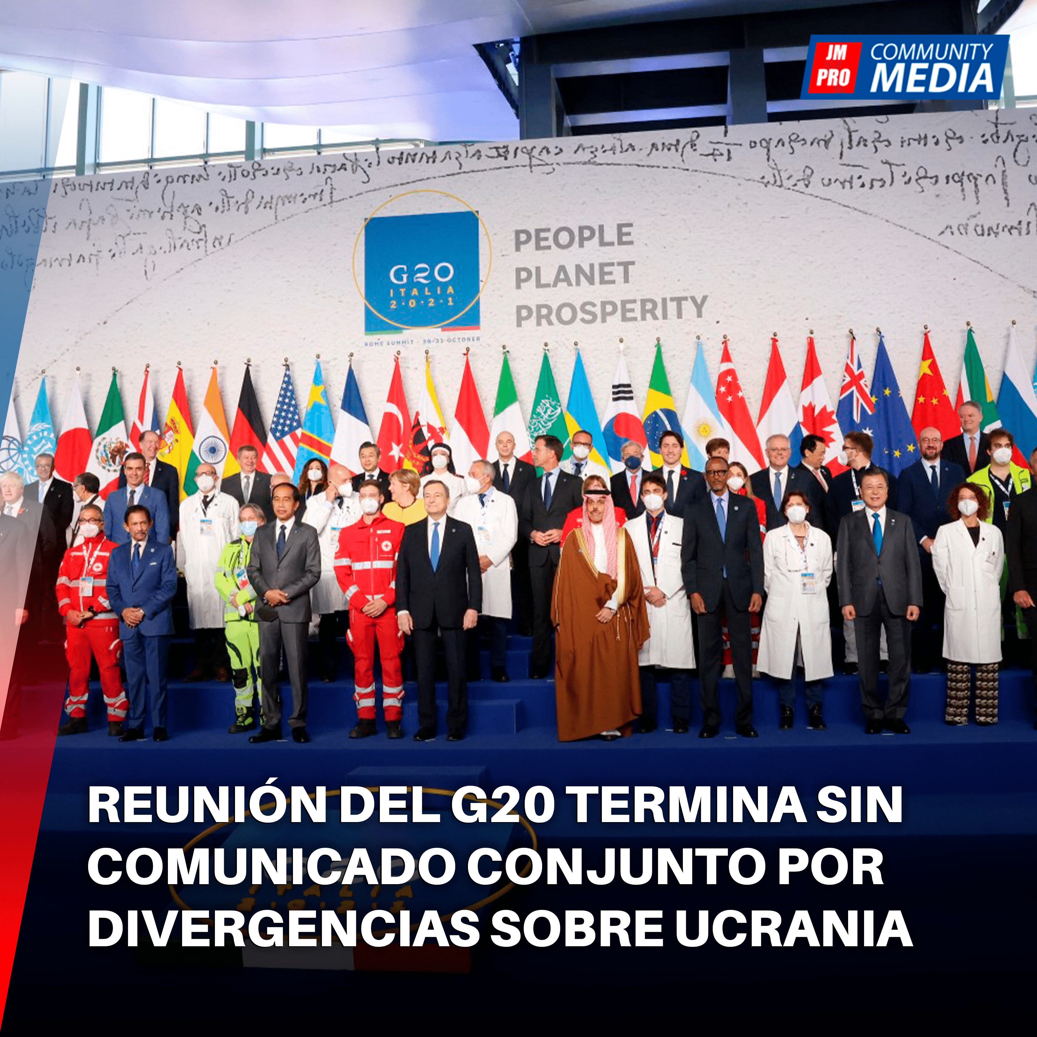 Reunión de G20 termina sin comunicado conjunto por divergencias sobre Ucrania.