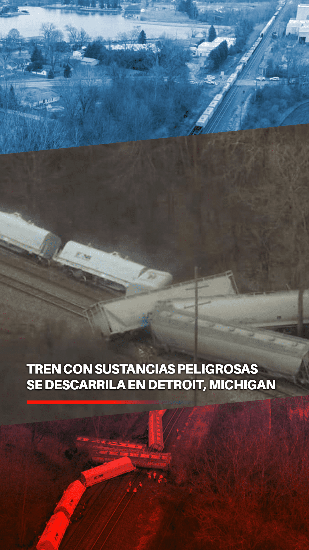 Tren con sustancias peligrosas se descarrila en Detroit, Michigan