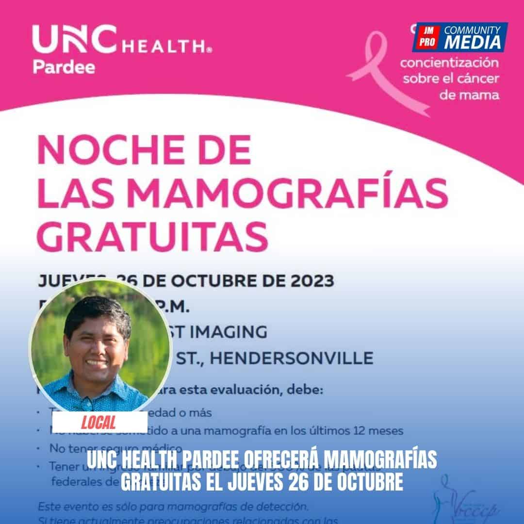 🔴UNC Health Pardee ofrecerá mamografías gratuitas el jueves 26 de octubre